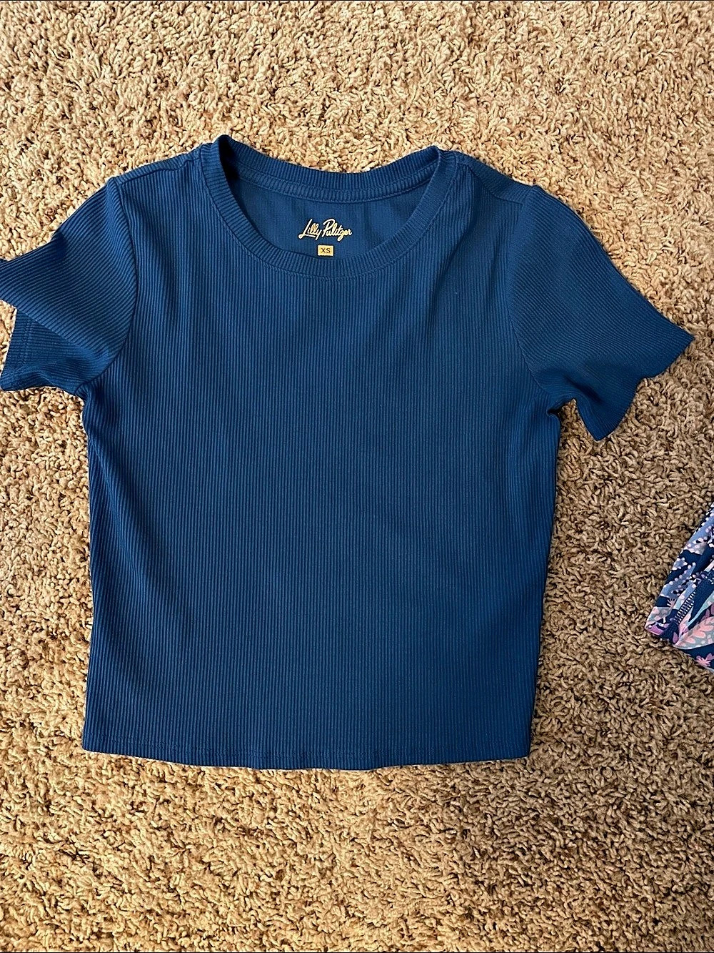 Lilly Pulitzer Minnie Knit Top Ribbed Blue XS